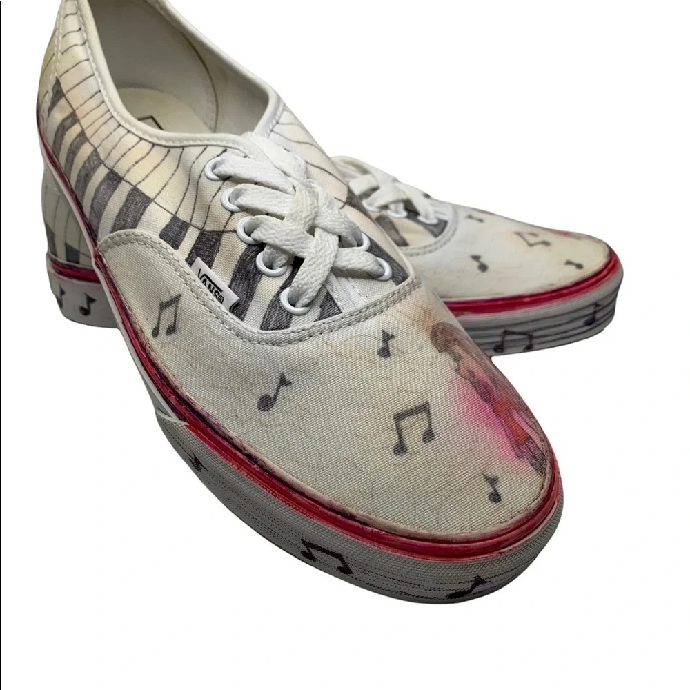 Vans Artisan Hand Painted Street Wear Keyboard & Musical Notes Unique Size 10.5